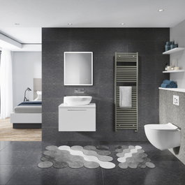 Mijölnir Juego de Alfombrillas de Baño Gris de 2 Piezas con Base Antideslizante